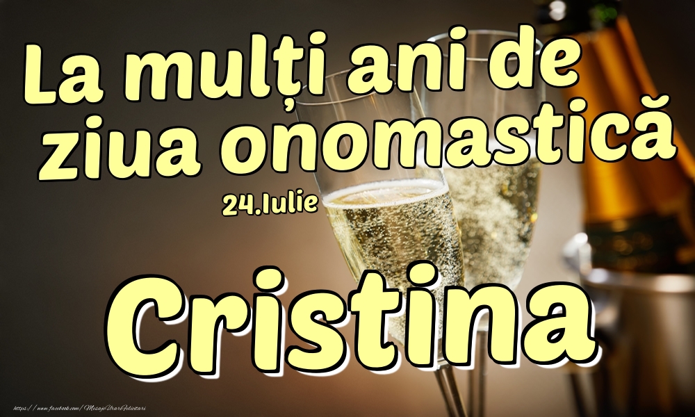 24.Iulie - La mulți ani de ziua onomastică Cristina! | Felicitare cu șampanie la gheață și pahare pentru domni | Felicitari de Ziua Numelui