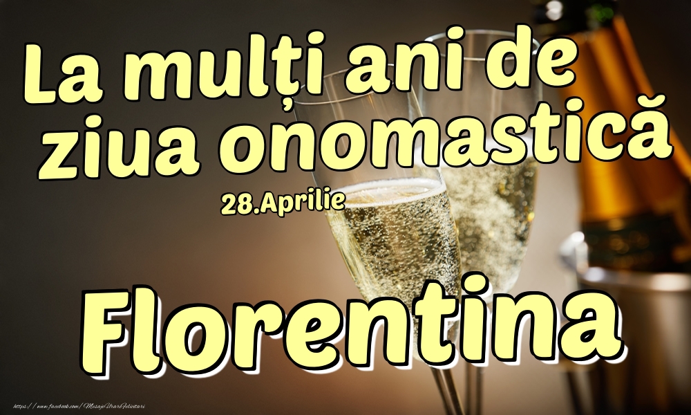 28.Aprilie - La mulți ani de ziua onomastică Florentina! | Felicitare cu șampanie la gheață și pahare pentru domni | Felicitari de Ziua Numelui