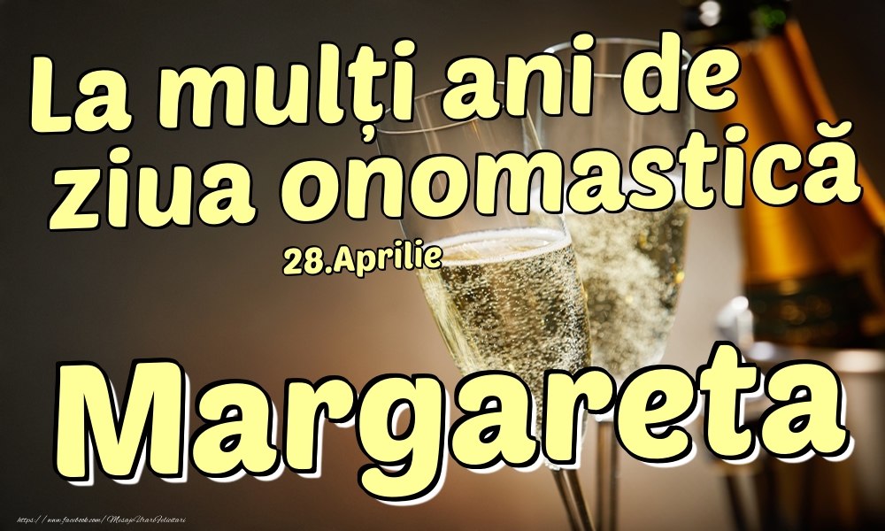 28.Aprilie - La mulți ani de ziua onomastică Margareta! | Felicitare cu șampanie la gheață și pahare pentru domni | Felicitari de Ziua Numelui